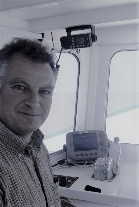 Steve our upholsterer on his boat. Steve has been undertaking all aspects of upholstery for over 40 years!!!